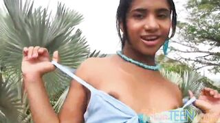Babe hispanic 18 year old enjoys solo action