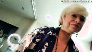 My depraved older lady plays with my penis...