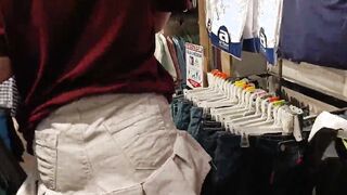 SEX INSIDE OUTDOORS, I OFFER HIM A BJ UNTIL CUMMING, INTO CLOTHES STORE
