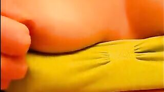 Hot milf masturbating with rabbit and squirt