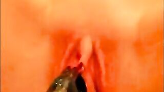 Hot milf masturbating with rabbit and squirt