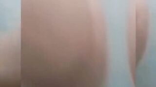 beauty blonde showing off while taking a shower, having fun with ebony sex toy 20X3 into the shower, Mirelladelicia erotic little