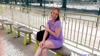 MilfTrip Huge Tit Blonde cougar Has Lusty Vehicle Foreplay