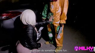 Long booty Lorena is pounded by a devilish clown on