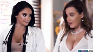Long Boobed stepmom doctors lick and facesit slim step daughter