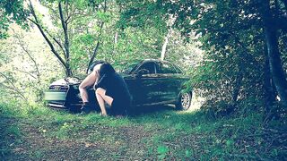 Rimjob and licking sperm from vehicle