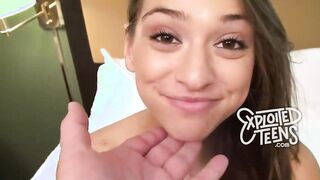 This beauty and VERY petite 19 yo yr mature sucks a