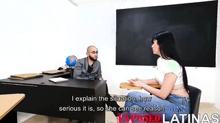 Latina stepmom getting screwed by teacher to keep her step daughter from being expelled