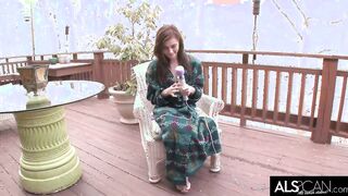 Freckled Red Blowjob Masturbates in the Shower