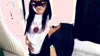 Perfect college girl dancing and lifting her skirt, this slender college
