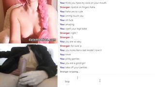Pink Haired hot watching bro jerk off on cam
