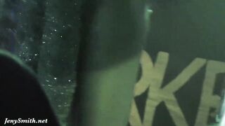 She wore only a tinsel at club! Outdoors flashing