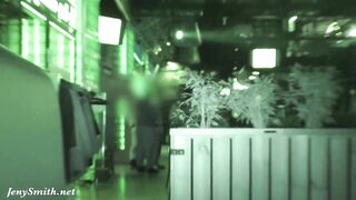 She wore only a tinsel at club! Outdoors flashing