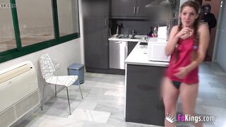 Masturbating while the delivery dude is next to her! Alana