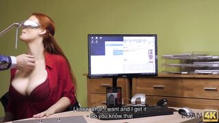LOAN4K. Loan agent gets access to good cunt of poor red head