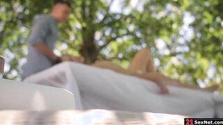 Guy massages then ass fucks brunette gf