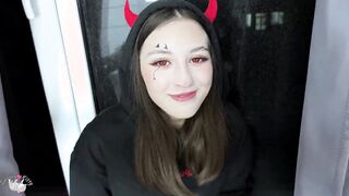 Devil chick got Fuck on Halloween! Long Jizzed Load Into her Tight Vagina