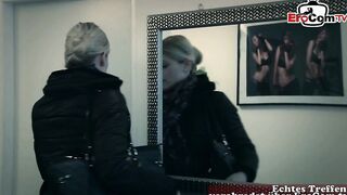German blonde and dark haired Cougar three-way FFM