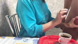 Stepmom drinks coffee with stepson's sperm biggest jizzed taboo bondage