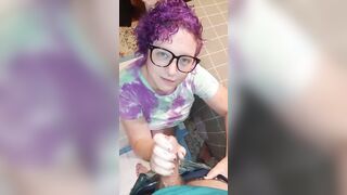 mom works long cummed out of my dick all over her face and glasses
