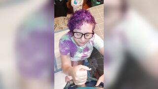 mom works long cummed out of my dick all over her face and glasses