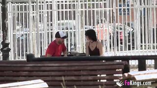 42 years older old dude convinces a bushy pussied bimbos to make her first porno!