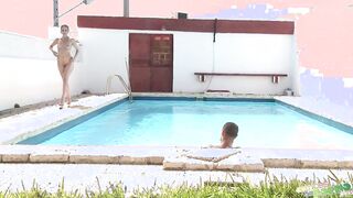 Banged inside the pool