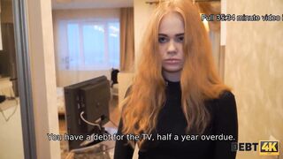 DEBT4k. Pretty-looking ginger spread by the collector on the sofa