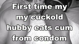 Insane cuckolding : Cuckold cleans the bull's condom