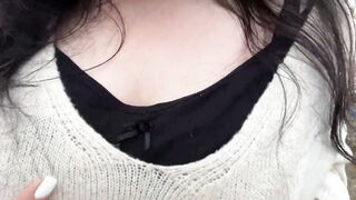 Bae Gf Lara is having fun with her long natural boobs at the beach