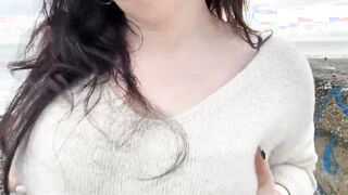 Bae Gf Lara is having fun with her long natural boobs at the beach