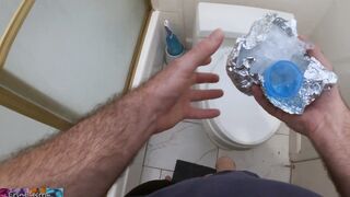 Helping stepson to got a sperm sample with my butt