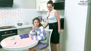 Mommy, help me with my lessons! mom screwed young Step-Daughter