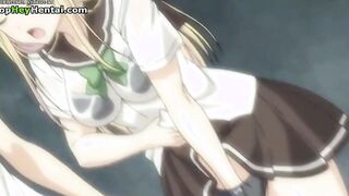 Hentai college girl gets big cumshot on her feet in pantyhose