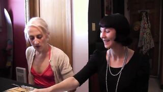 Dominatrix pulls her subjects' labia big and her twat leaks full of lust