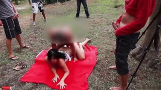 a bunch of guys punished a visiting anal whore into turn
