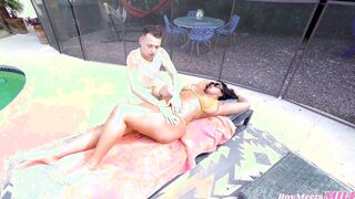 Voluptuous Big Titted cougar Caught Me By The Pool And I