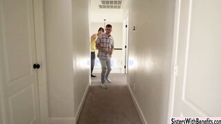 Best friends Lily Thot and Kitty Webcam foursome with stepbros
