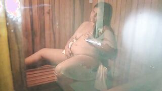 My stepmother is inside the sauna and calls me and