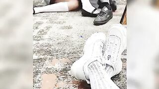 Schoolgirl chick Films When Her Friend Blows Penis to College Girl