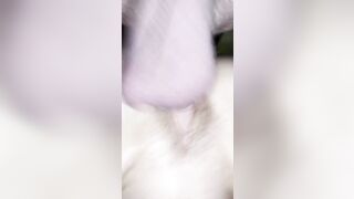 Unshaved nuts and bushy clitoris with lots of sperm