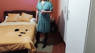 I come home from work excited and I performance myself into front of the maid