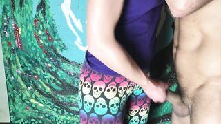 CFNM penis play inside yoga leggings