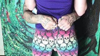CFNM penis play inside yoga leggings