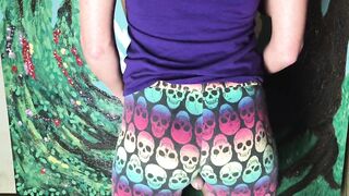 CFNM penis play inside yoga leggings