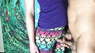 CFNM penis play inside yoga leggings