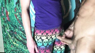 CFNM penis play inside yoga leggings