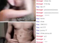 Freaky Bitches making out and watching huge dick on web cam