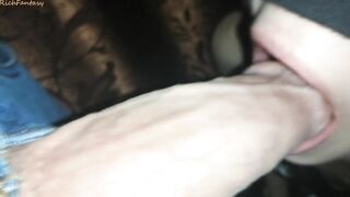 Slow Head close-up. Teaching my stepsister to suck.