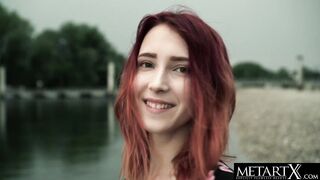 Goddess red head flashes then fingerfucks herself to a loud orgasm
